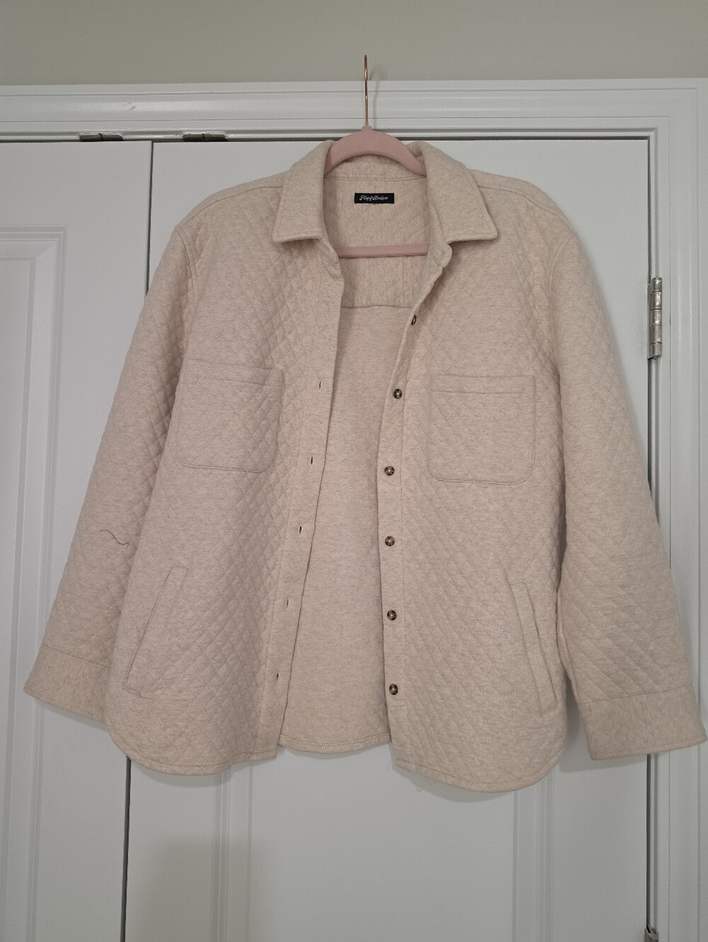 Quilted Button-Front Jacket in Cream